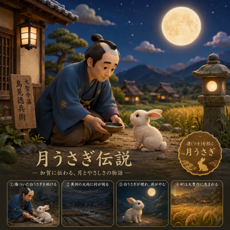 加賀の月うさぎ伝説のイラスト